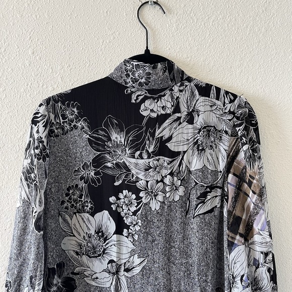 London Times Women's Dress Sz 8 Tartan Floral Long Sleeve Smock Tiered Tie Neck - Picture 11 of 16